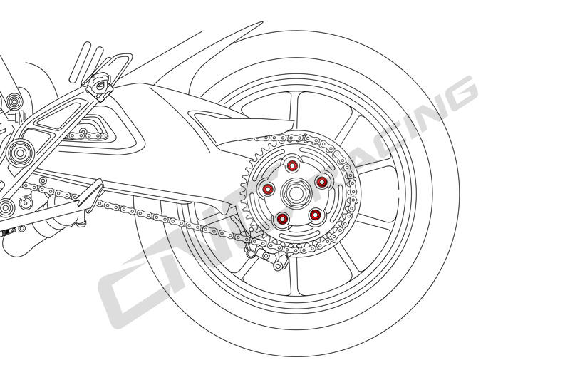 Nuts sets rear sprocket flange Ducati MV Agusta M10x1.25