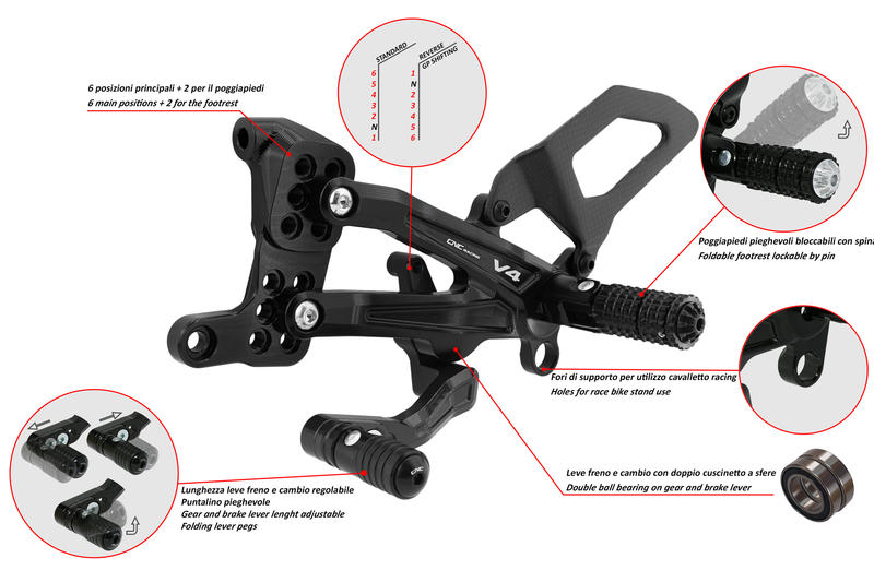 Adjustable rearsets Ducati Streetfighter V4 Carbon