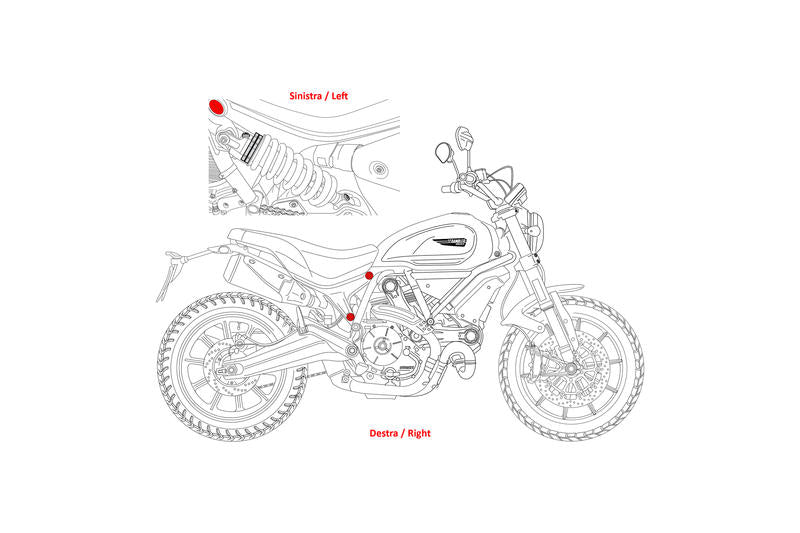 Rear frame holes plugs kit Ducati Scrambler 1100